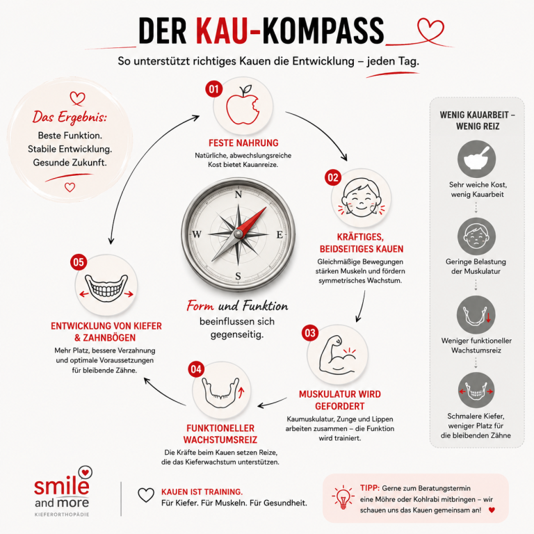 Kau-Kompass / zirkel Was korrektes Kauen bewirkt / Schaugrafik