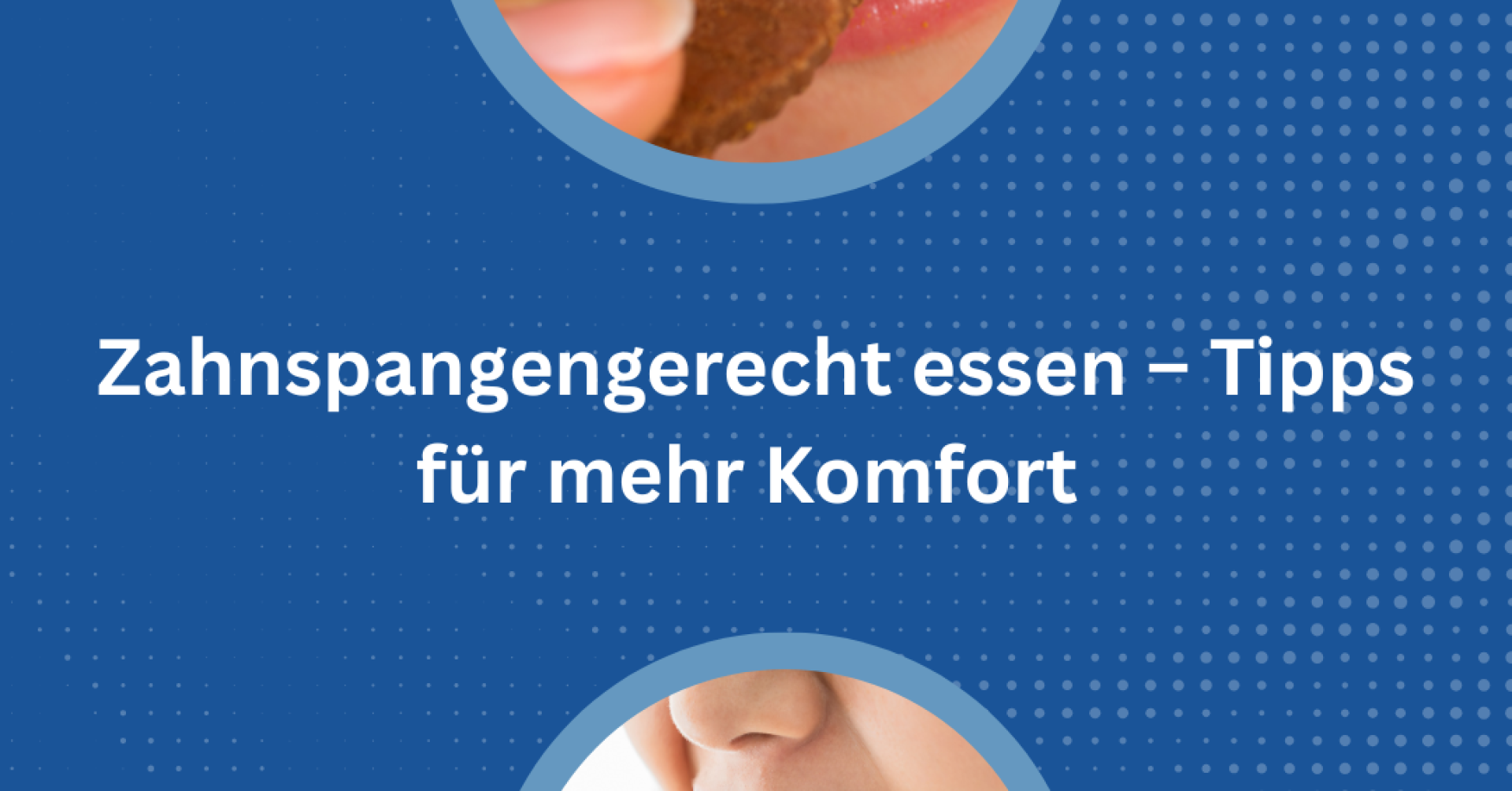 Person mit Zahnspange isst Keks und Hähnchenschenkel